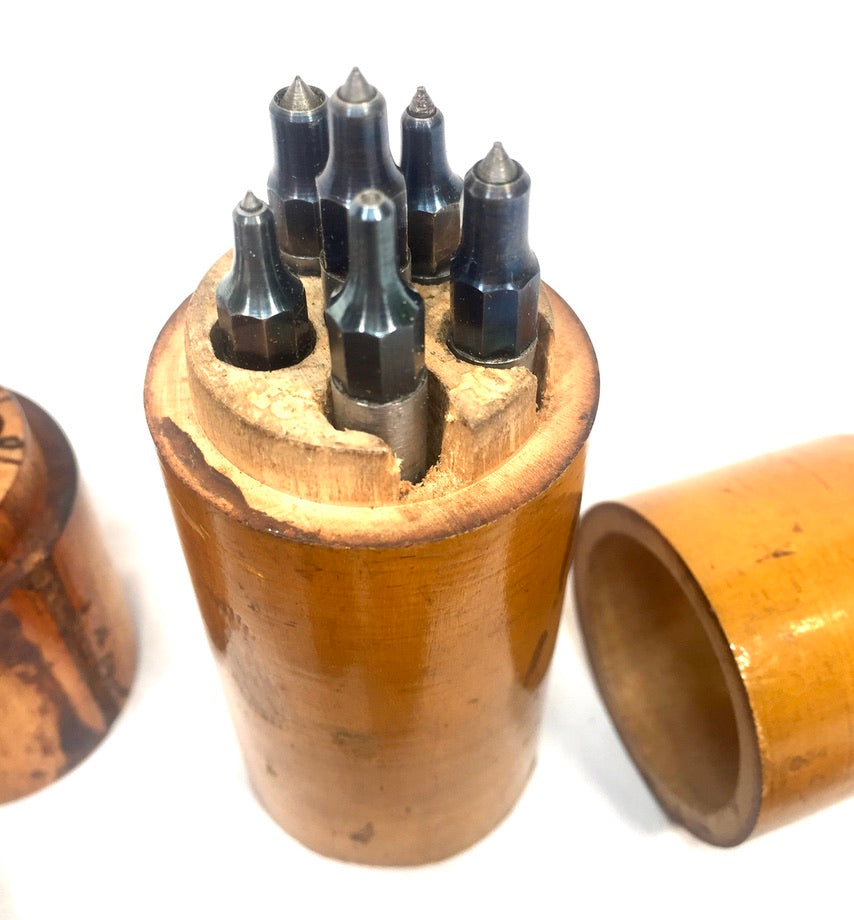 Antique Wooden Storage Cases with Various Steel Metal Punch Set Tools Wacthmaker