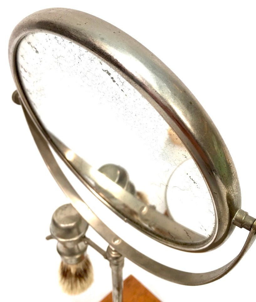 Antique Edwardian Gentleman's Shaving Stand Mirror / Brush &amp; Shaving Bowl c.1910