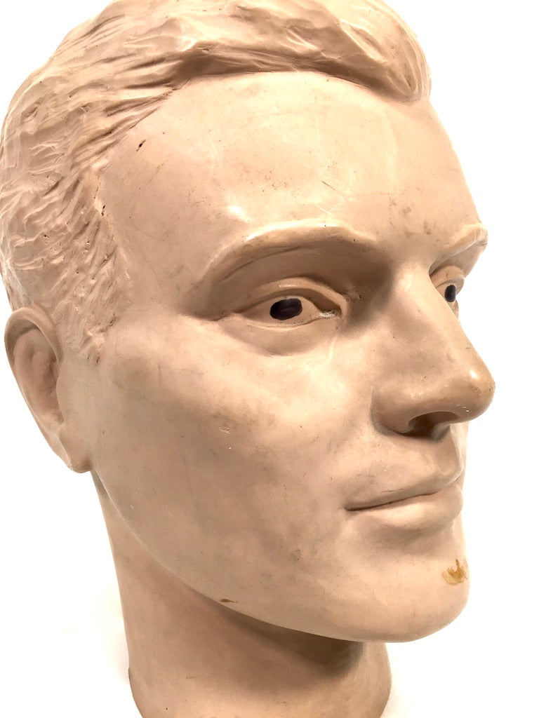 Vintage Tabletop Shop Display Male Mannequin Head / Bust Sculpture 20th Century