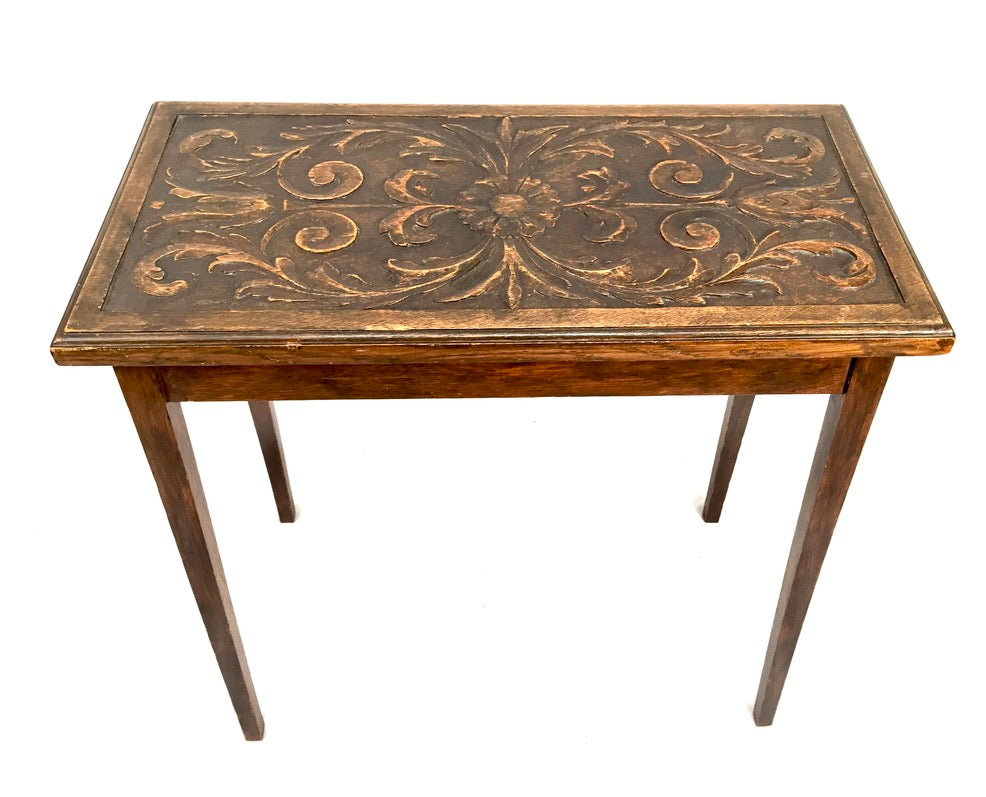 Antique Wooden Hand Carved Oak Lamp / Side Table / Occasional Table c.1930