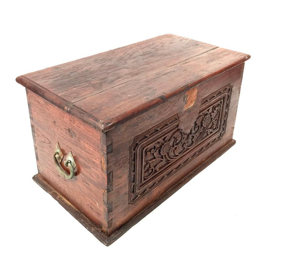 Antique Wooden Carved Blanket Box / Coffer Storage Chest Trunk / Indonesian