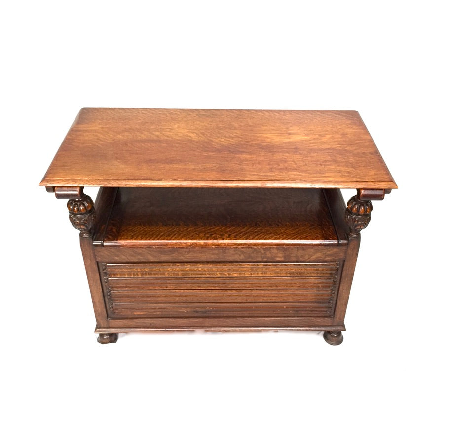 Antique Early 20th Century Oak Entrance Hall Monks Bench / Storage Seat