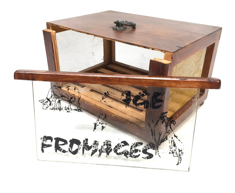 Vintage French Wooden & Glass Cheese Box Keeper / Cave à Fromage / Antique
