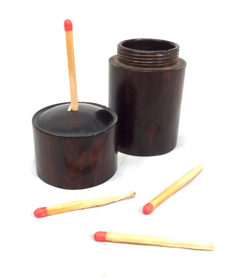 Antique Wooden Go To Bed Match Holder & Striker 19th Century Treen Box
