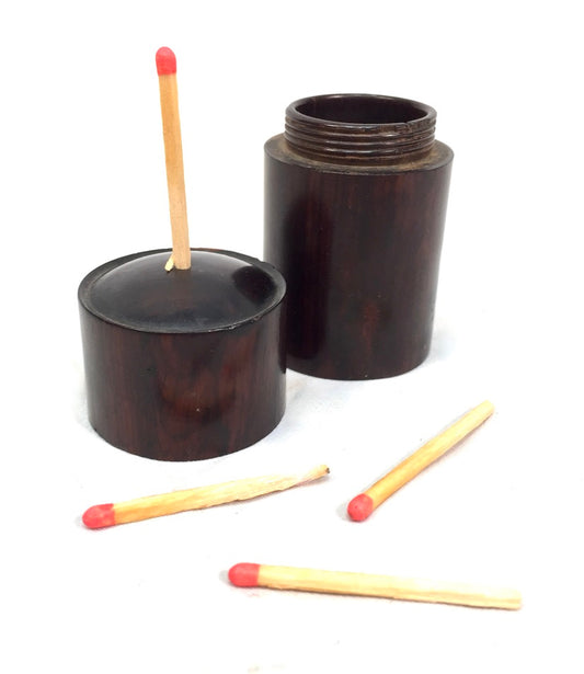Antique Wooden Go To Bed Match Holder & Striker 19th Century Treen Box