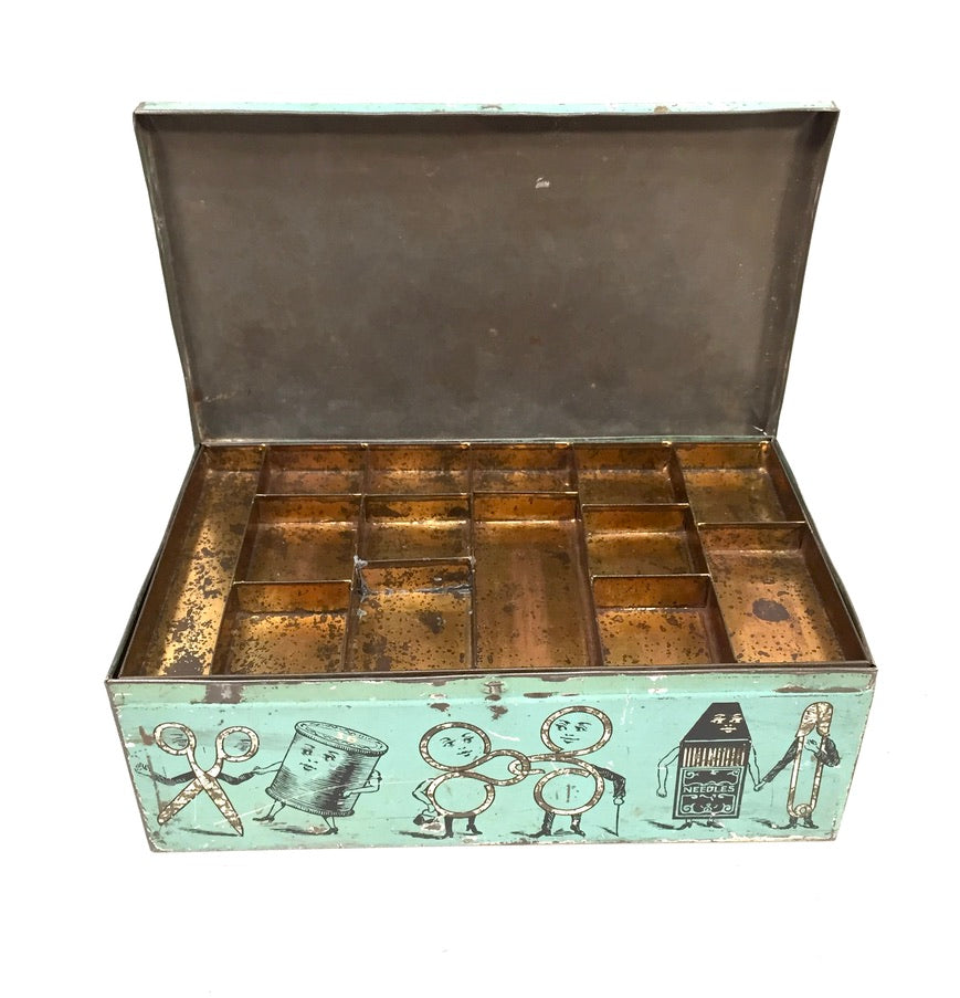 Antique Advertising - C.C.B. Treasure Box Sewing Tin by Huntley Boorne & Stevens
