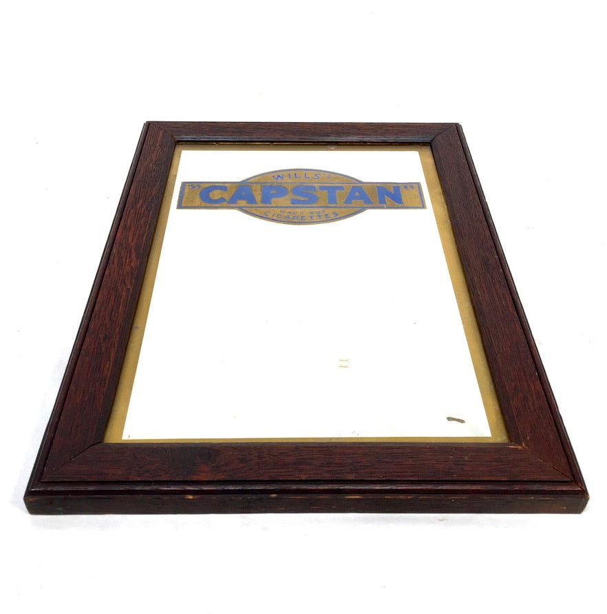 Antique Advertising - Wills's Capstan Navy Cut Cigarettes Oak Framed Mirror Sign