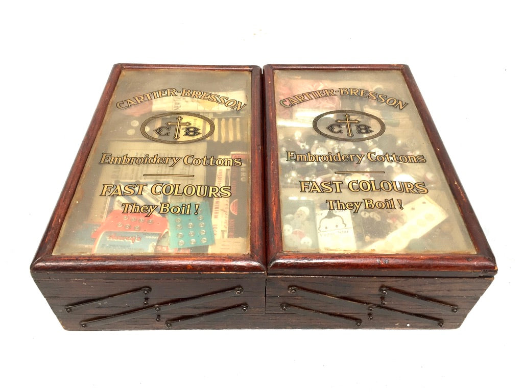 Antique Haberdashery Shop Display Cartier Bresson Cotton Cantilever Sewing Box