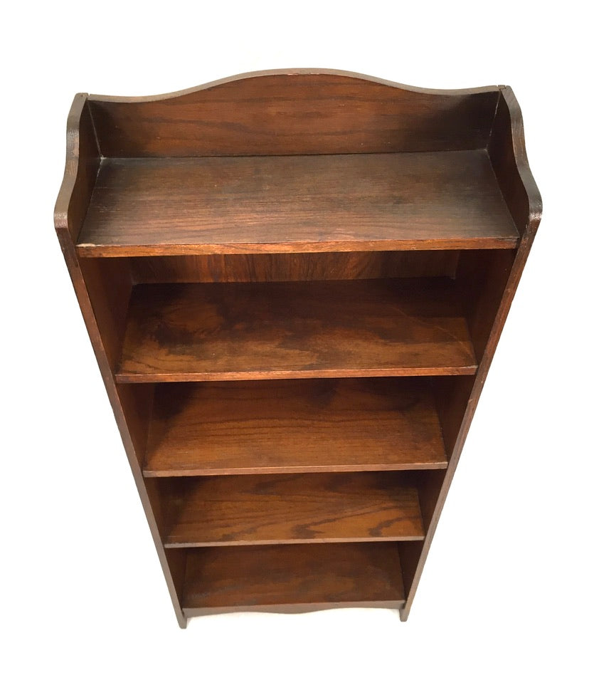 Antique Wooden Oak Bookcase / Book Shelf Display Rack Freestanding c.1950
