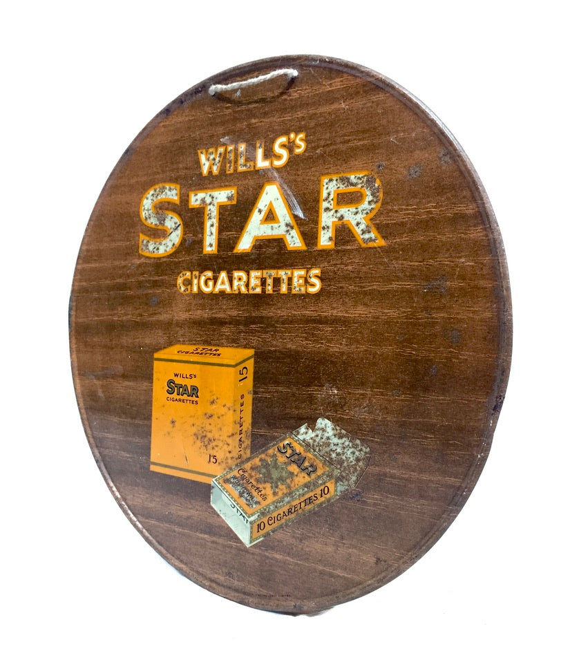 Antique Advertising - Early 20th Century Tin Wall Sign for Wills Star Cigarettes