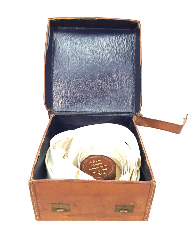 Antique Gentlemen's Leather Bound Collar Box and Stud Box with Contents c.1920