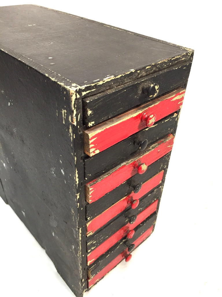 Vintage Tabletop Wooden Chest of Collectors Drawers / Storage Box / Cabinet