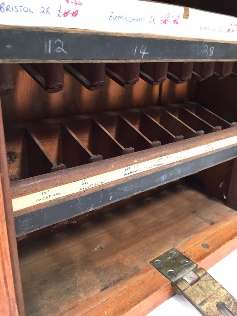 Antique 20th Century GWR Tambour Fronted Wall Mounted Railway Ticket Holder Rack