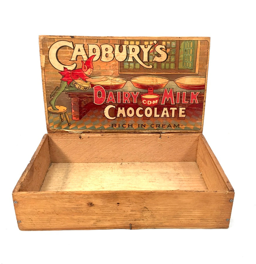 Antique Advertising - Cadbury's Dairy Milk Chocolate Wooden Shop Display Box