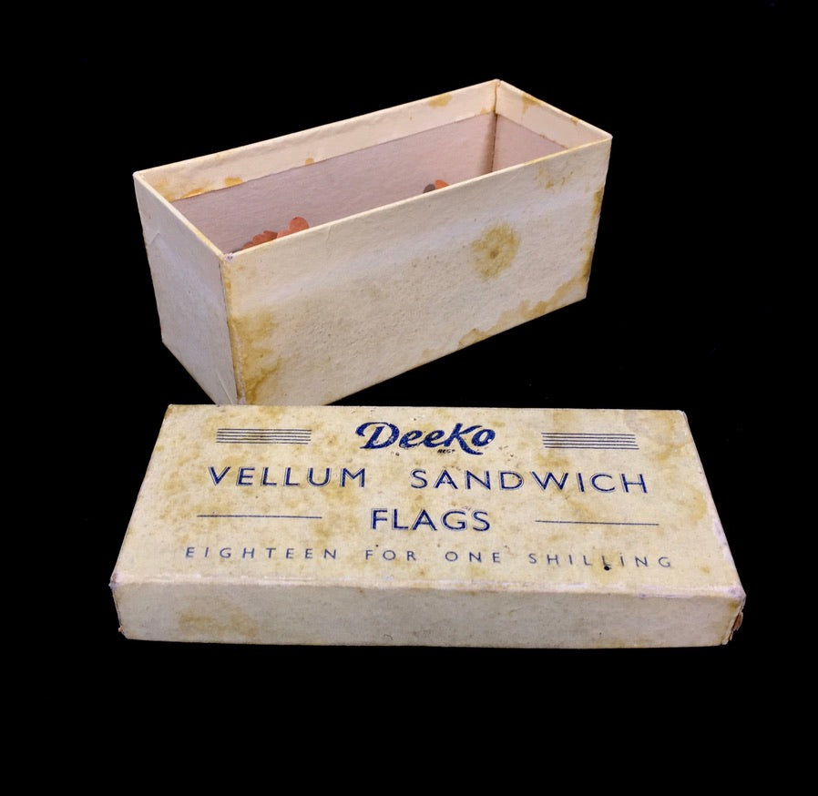 Antique Kitchenalia Complete Set Deeko Vellum Sandwich Flags in Original Box