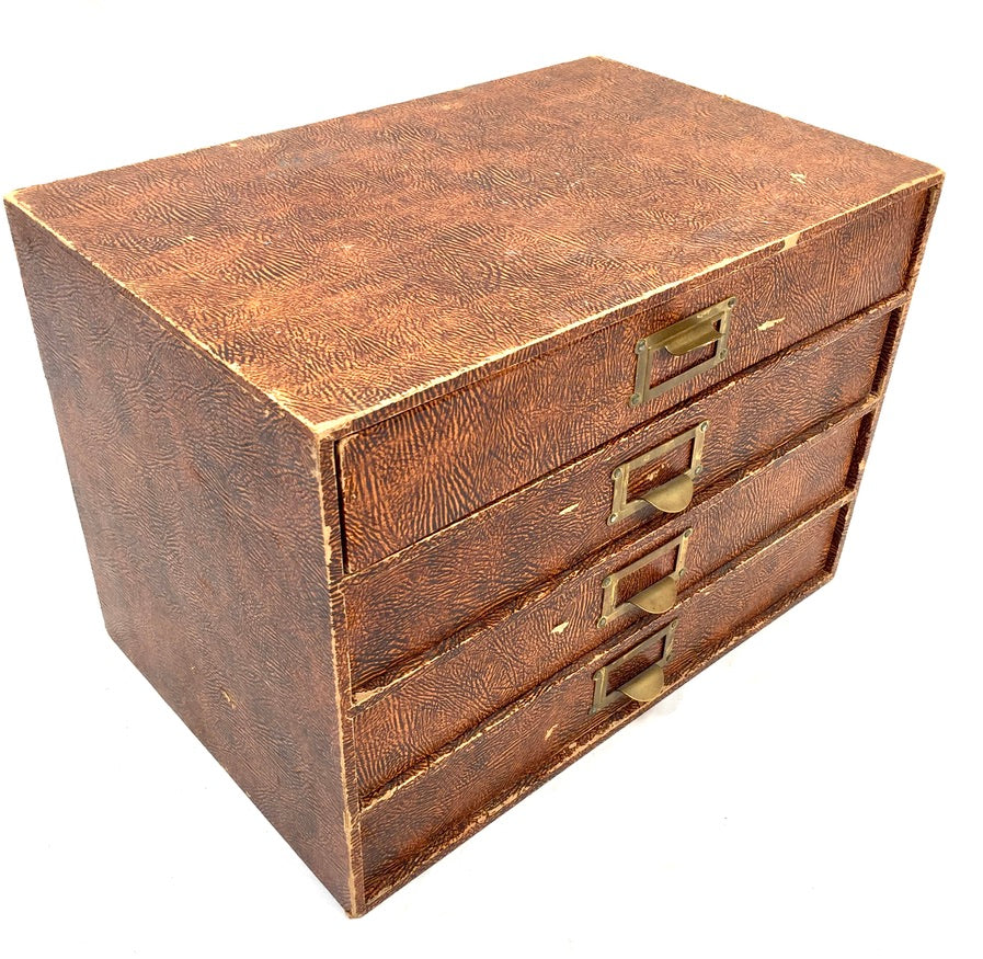 Vintage Tabletop Desk Stationery Paper Filing Cabinet Chest of Drawers Box c1950