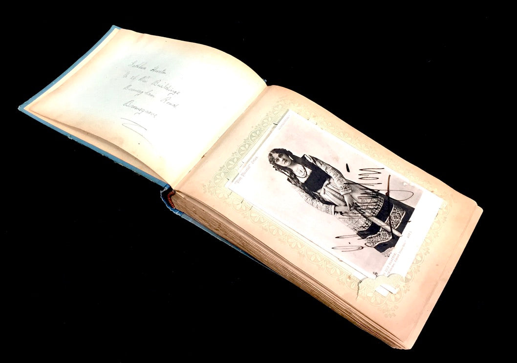 Antique Art Nouveau Early 20th Century Postcard Album / Photo Book / Scrapbook
