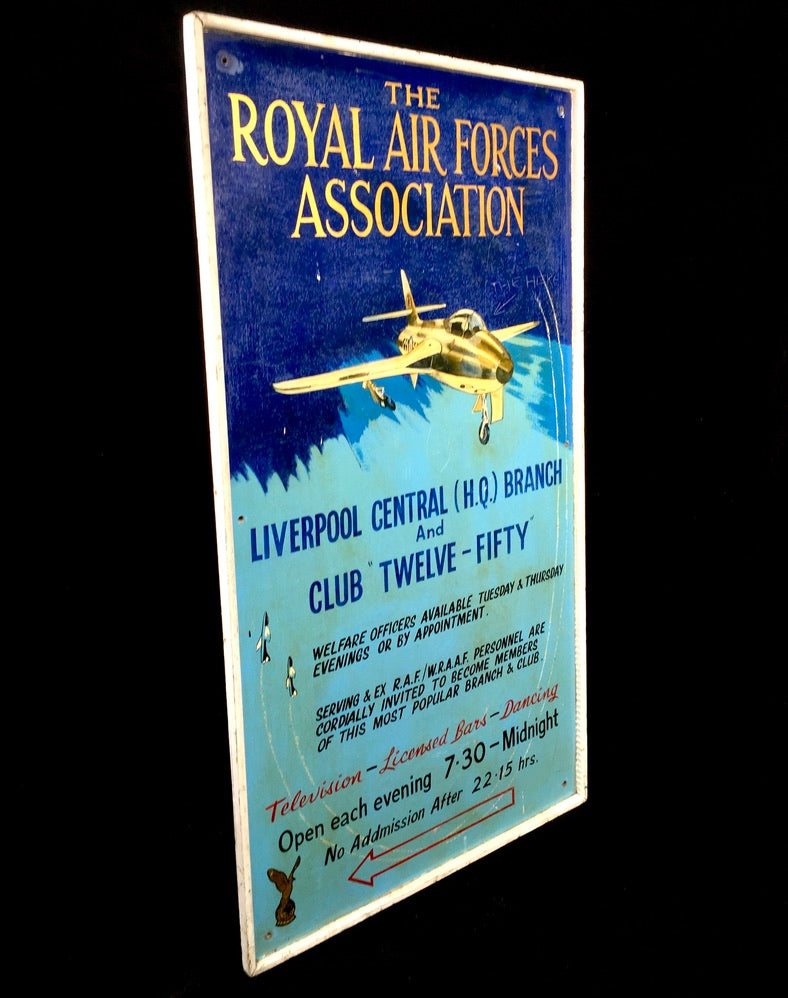 Antique Advertising Sign for the Liverpool RAF Association Royal Air Force c1970