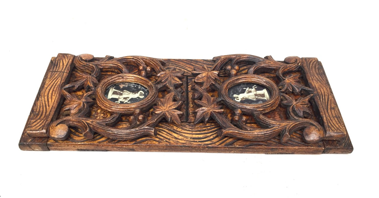 Antique Wooden Art Nouveau Tabletop Book Slide Display Stand Shelf Rack c1900