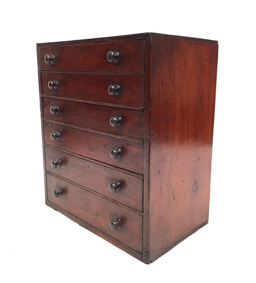 Antique Tabletop Wooden Chest of Collectors Drawers / Storage Box / Cabinet