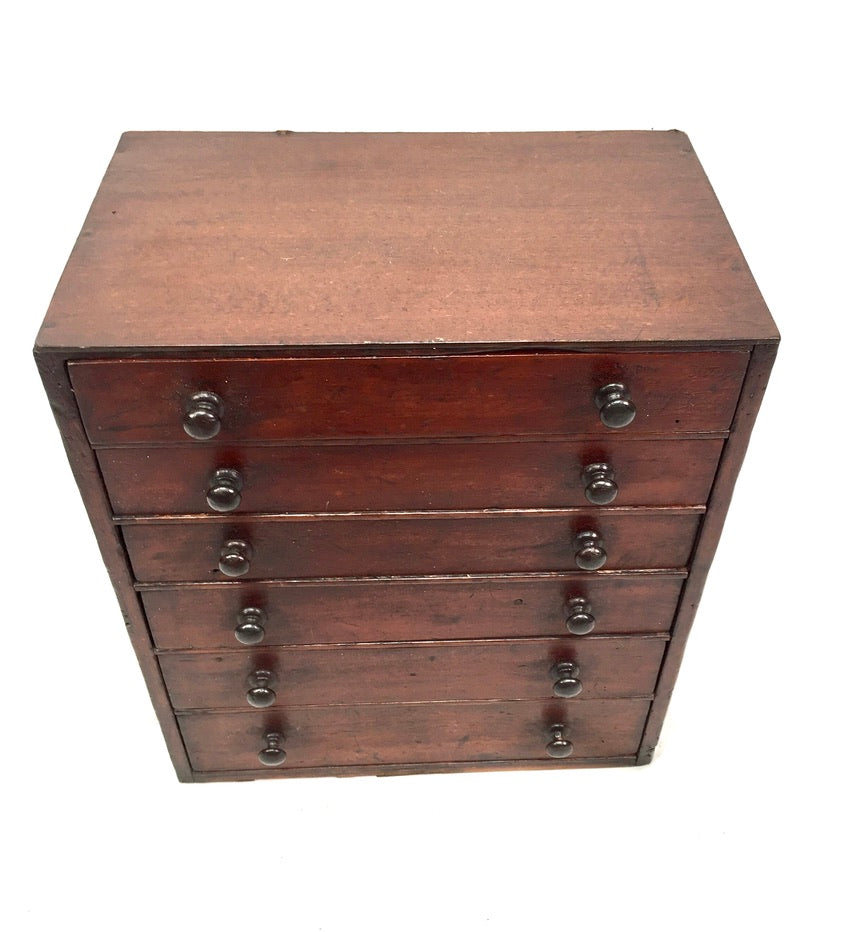 Antique Tabletop Wooden Chest of Collectors Drawers / Storage Box / Cabinet