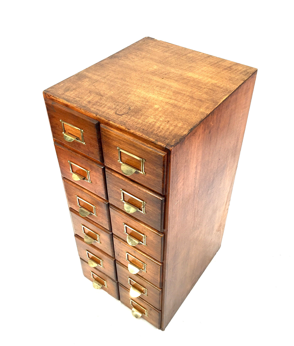 Antique 20th Century Large Wooden Index Card Drawer Unit Storage Cabinet c.1930
