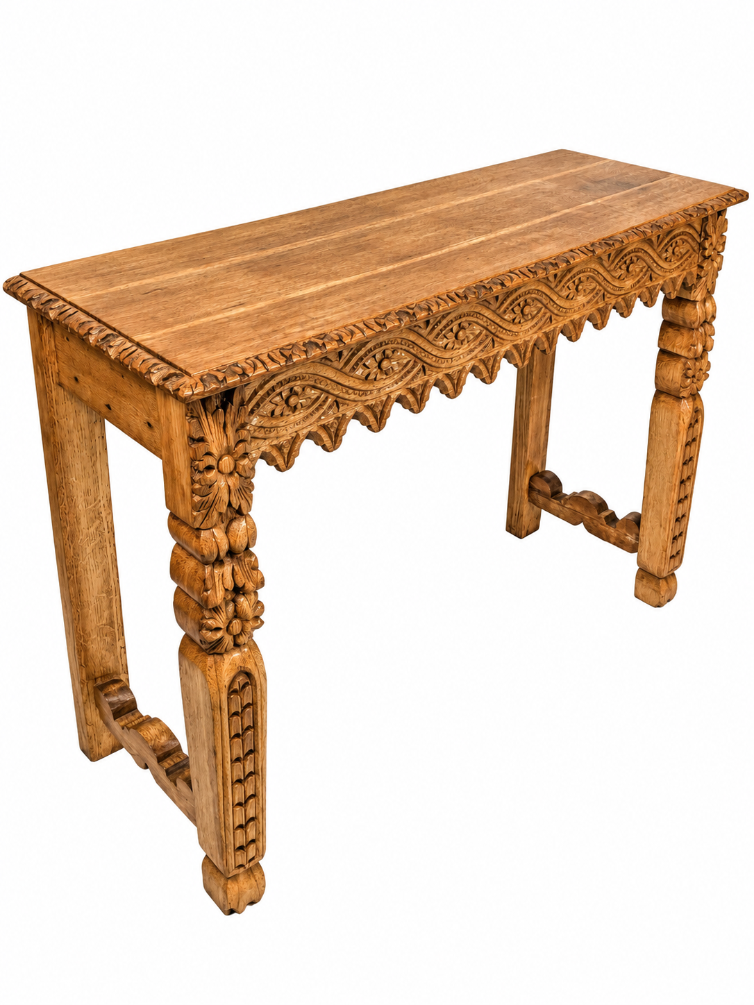 Antique 19th Century Carved Wooden Oak Entrance Hall Side Table Sideboard c.1890