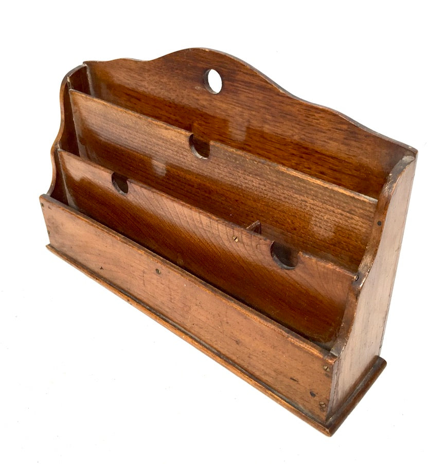 Antique 1930s Wooden Oak Desktop Letter Rack / Stationery / Paper Holder&nbsp;