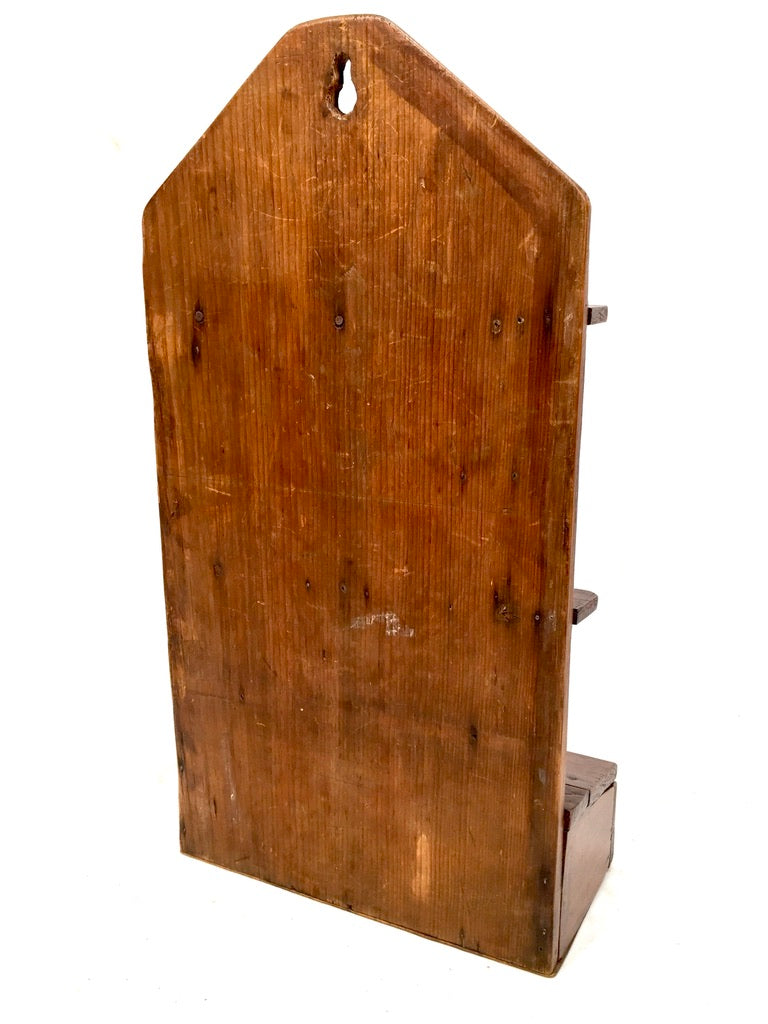 Antique Kitchen Oak Wooden Wall Hanging Georgian Spoon Rack & Candle Box c.1800