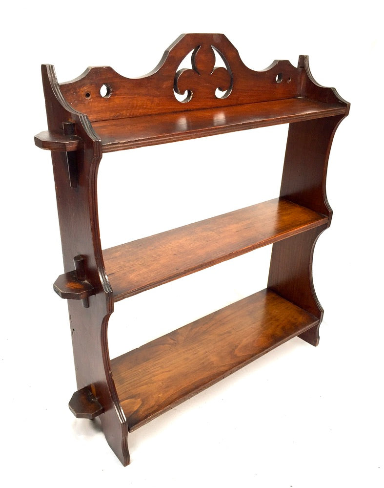 Antique Wooden Hand Carved Arts & Crafts Wall Hanging Peg Display Shelf & c1930s