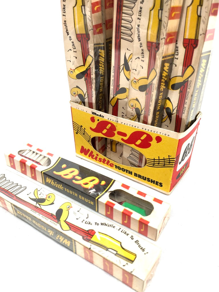 Antique Advertising - B-B Band Whistle Toothbrush Shop Display Box c.1950