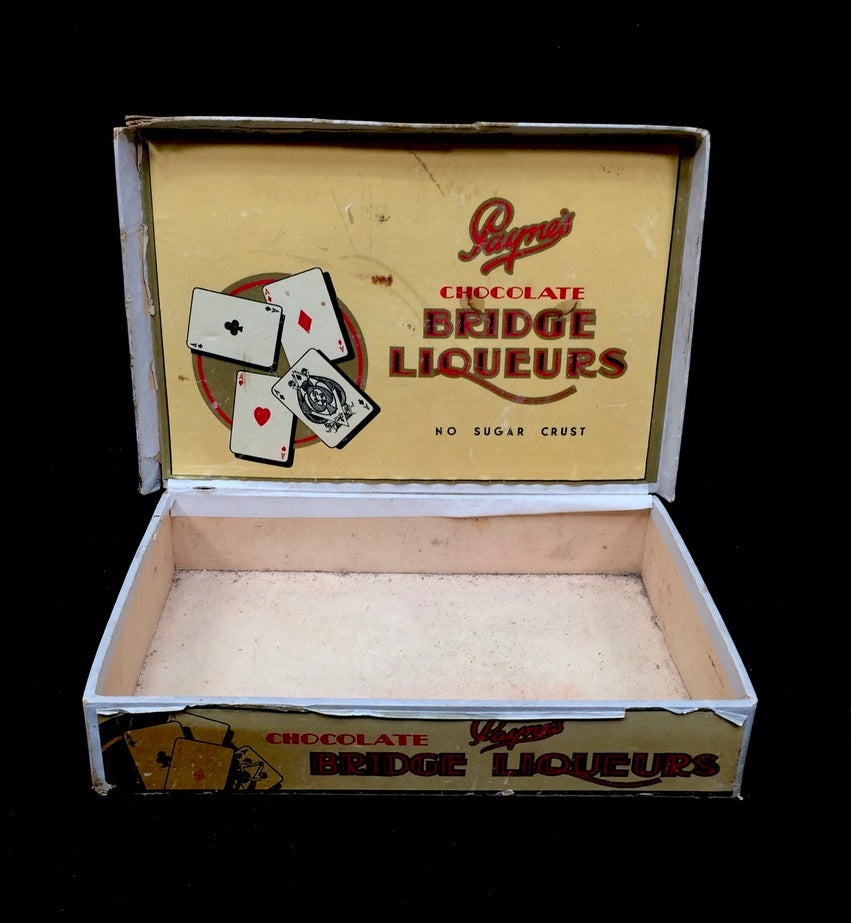 Antique Advertising - Paynes Chocolate Bridge Liqueurs Box / Vintage Mid Century