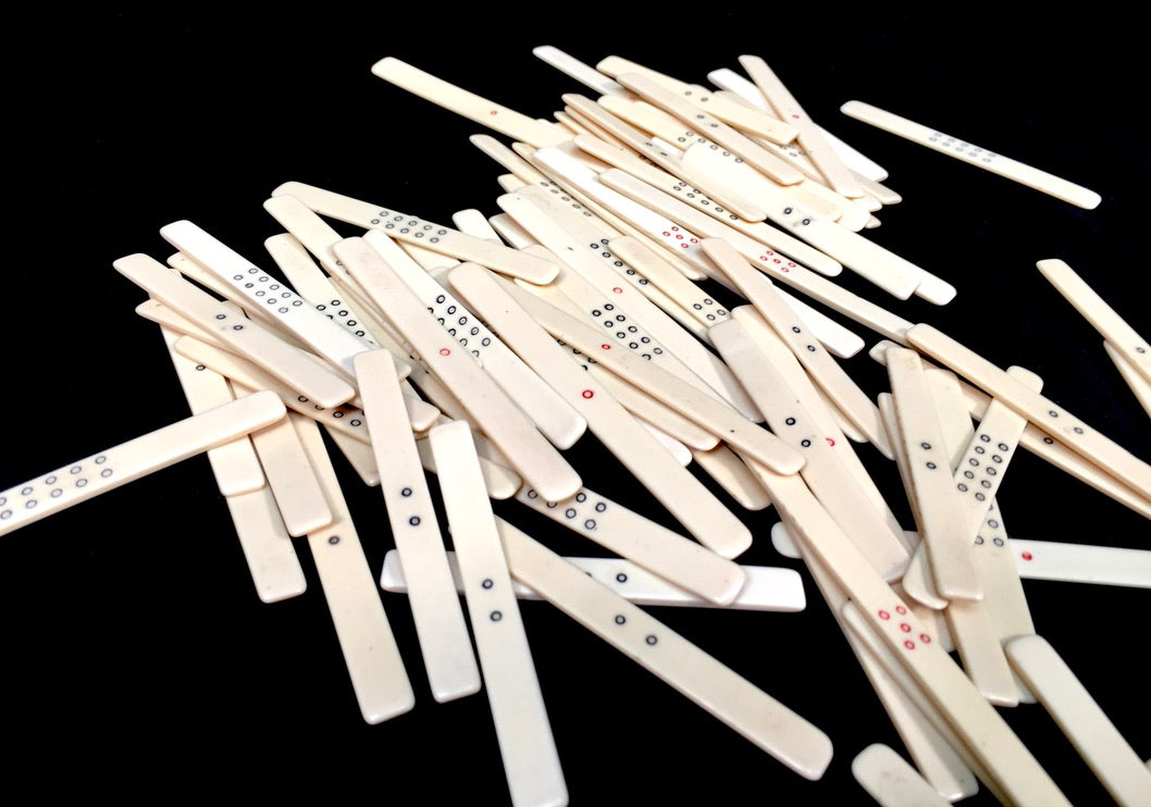 Antique Job Lot of Traditional Bone Mahjong Counting Sticks / Scoring Sticks