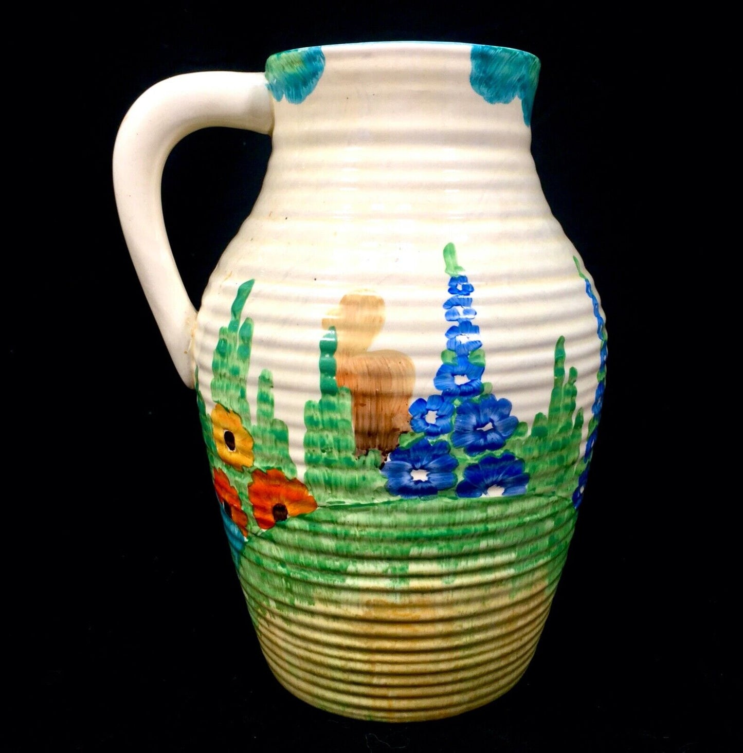 Antique Clarice Cliff - Sandon Lotus Jug Large / c1933 Art Deco Pottery Bizarre