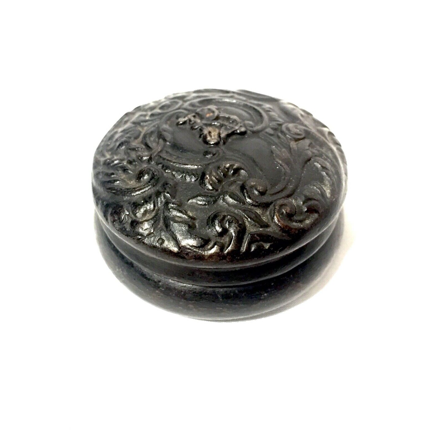 Antique Early 20th Century Hand Made Iron Snuff / Pill Pot / Box / Trinket c1914