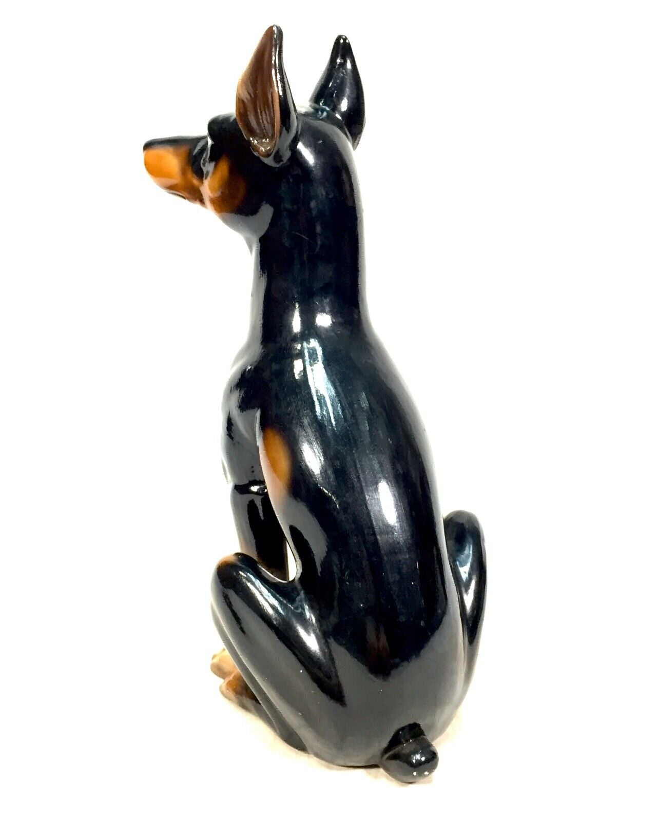 Vintage Mid Century Tabletop Ceramic Doberman Dog Statue / Sculpture / Antique