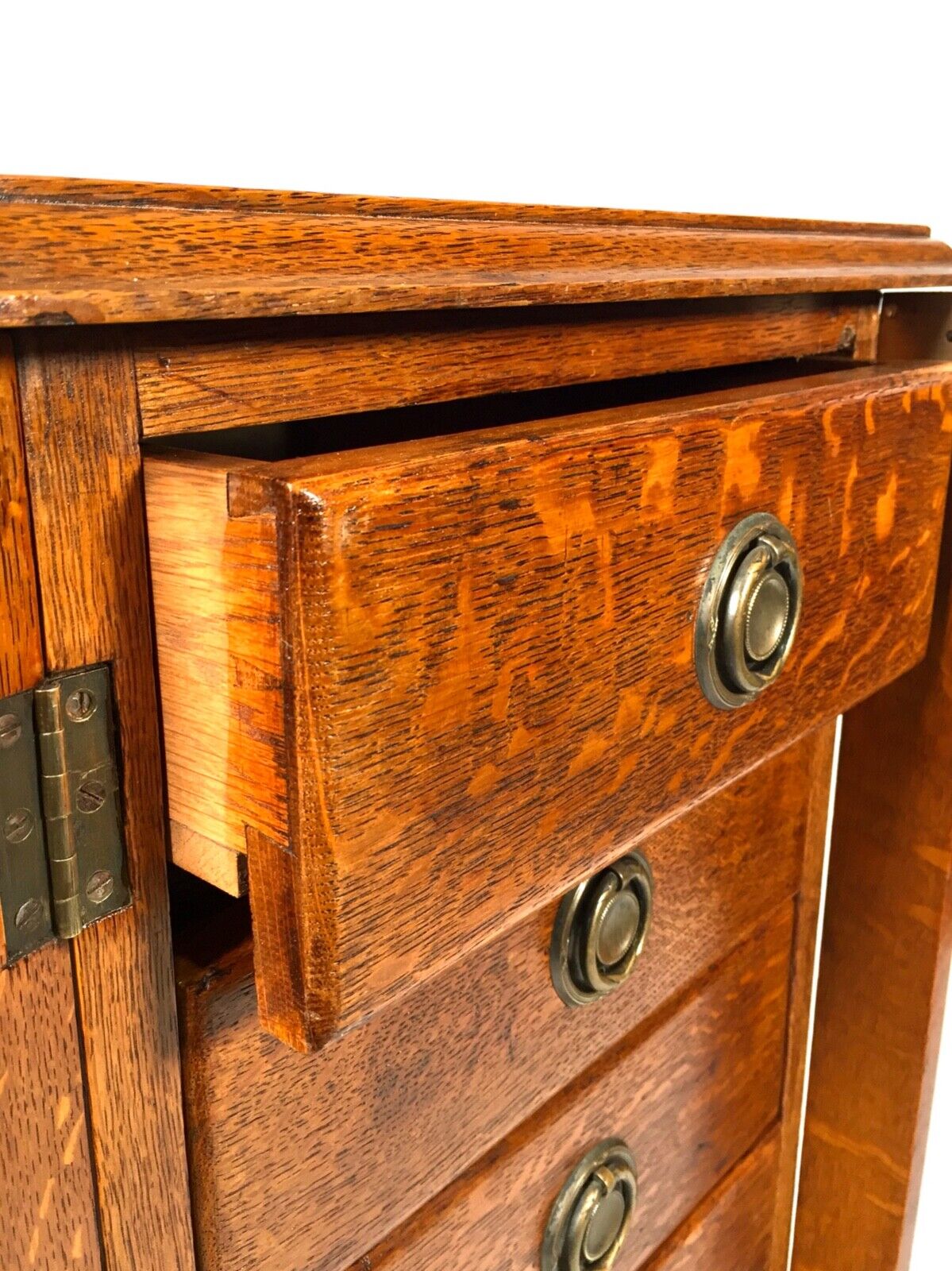 Antique 20th Century Wooden Oak Tabletop Chest of Filing Drawers / Cabinet