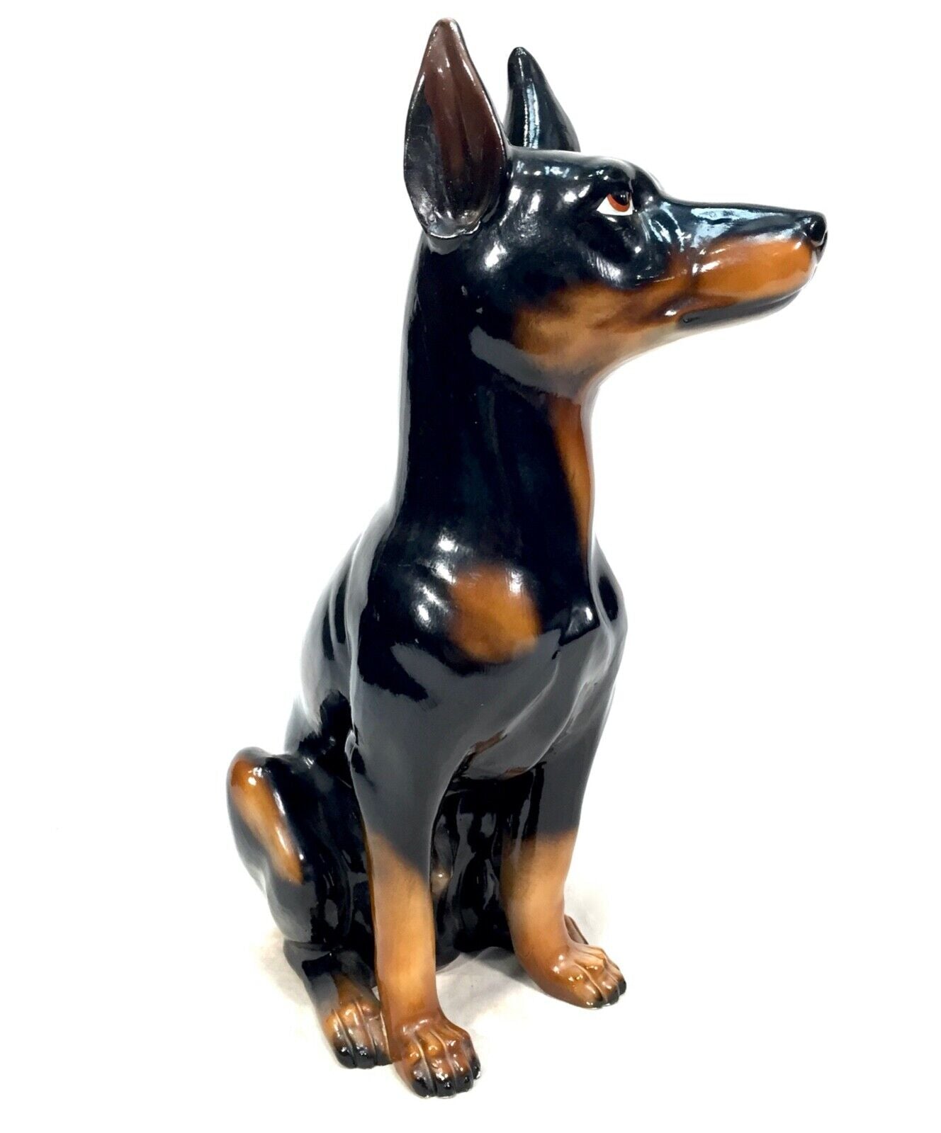 Vintage Mid Century Tabletop Ceramic Doberman Dog Statue / Sculpture / Antique