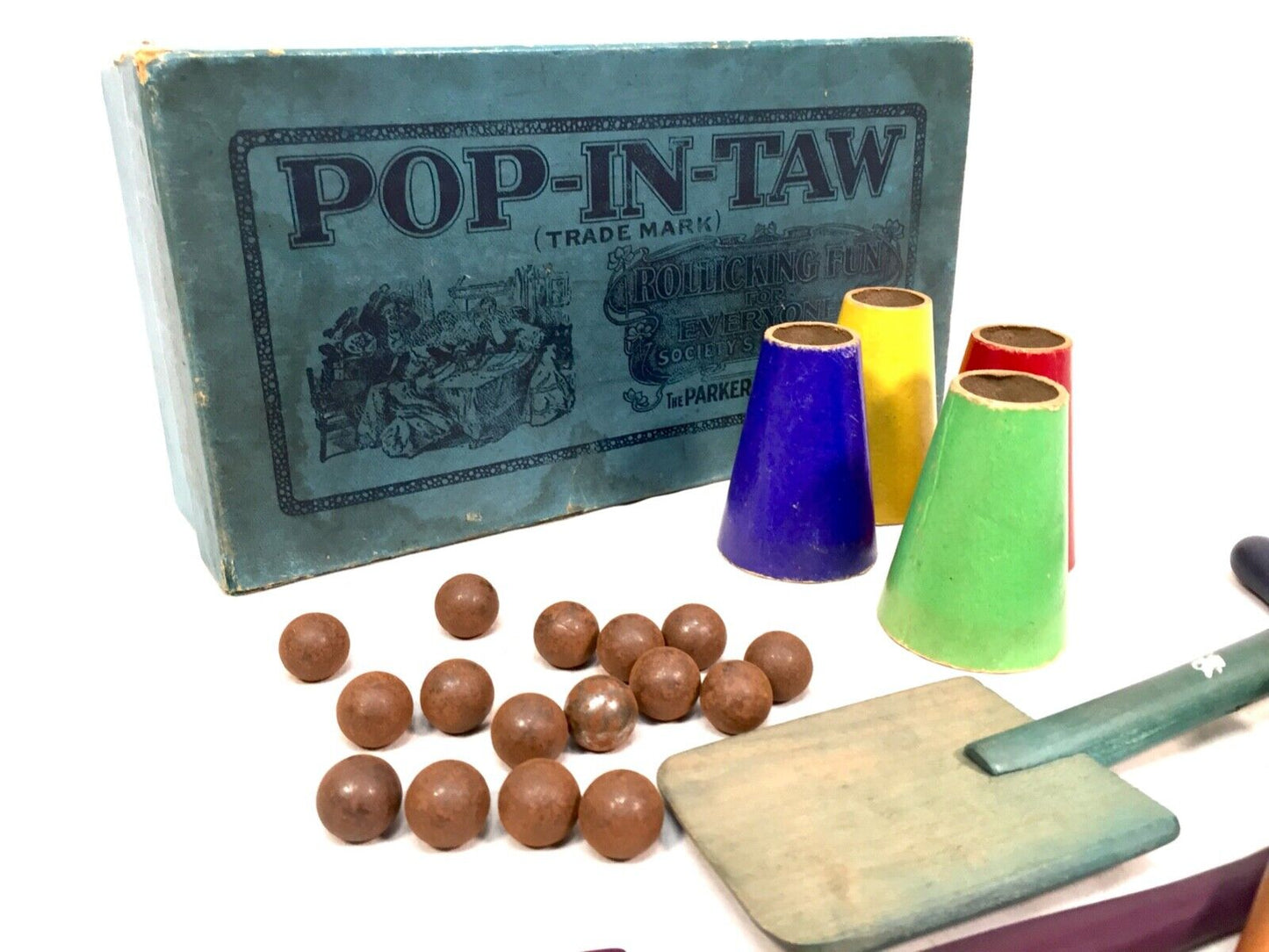 Vintage Edwardian Tabletop Parlour Game by Parker Bros - Pop-in-Taw c.1907