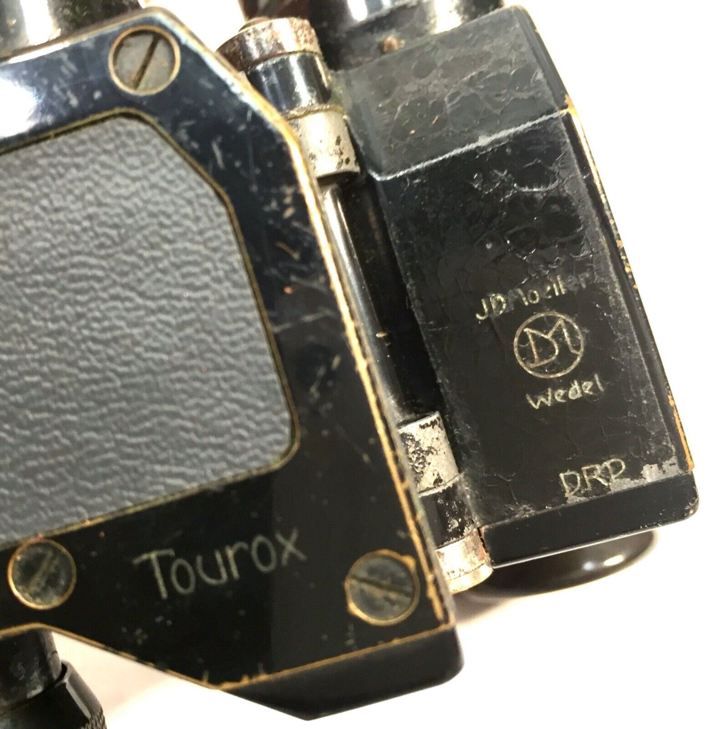 Antique German JD Moeller Tourox 8X Compact Binoculars in Leather Travel Case