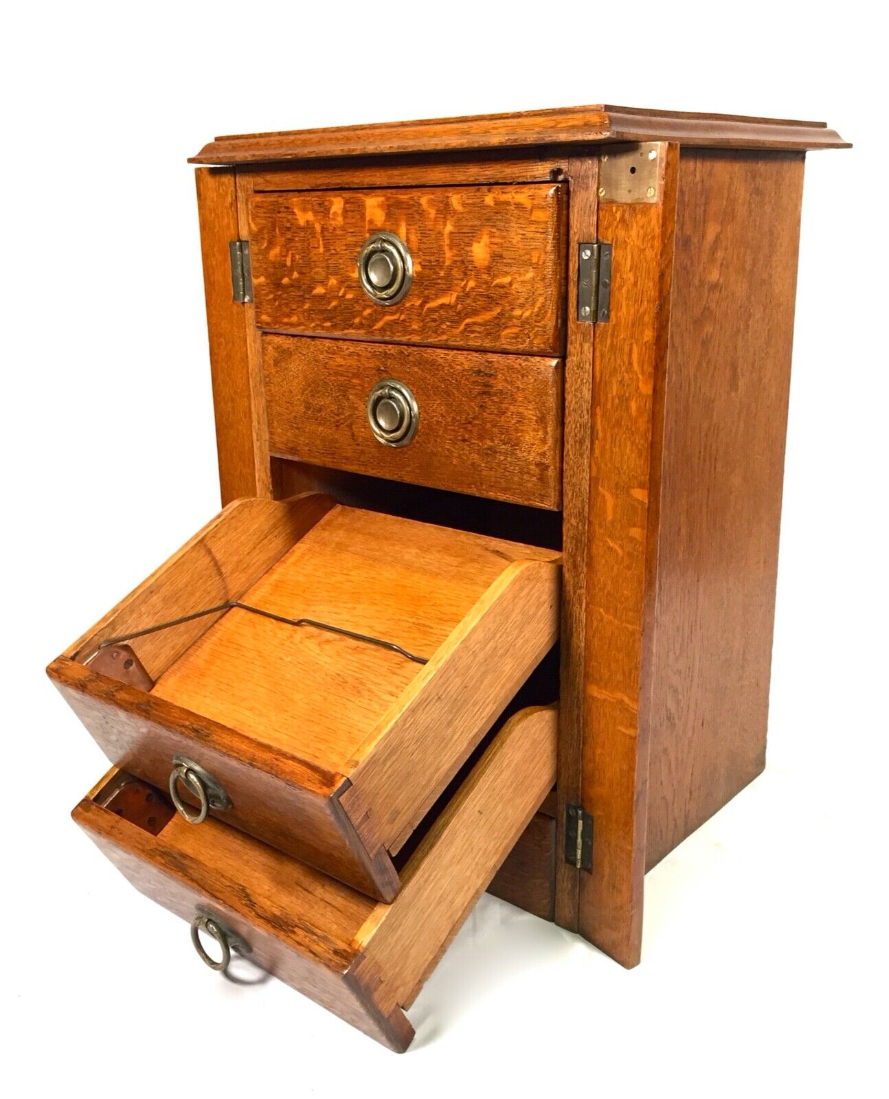 Antique 20th Century Wooden Oak Tabletop Chest of Filing Drawers / Cabinet