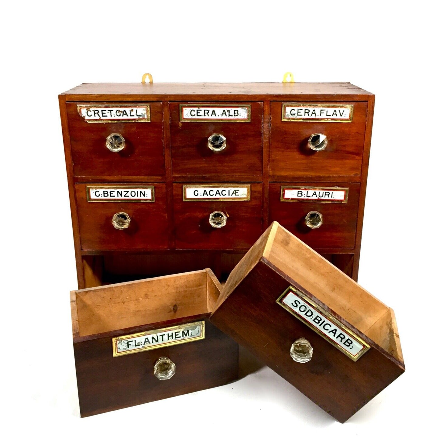 Antique Bank of Victorian Mahogany Stained Pine Apothecary Chemist Shop Drawers.