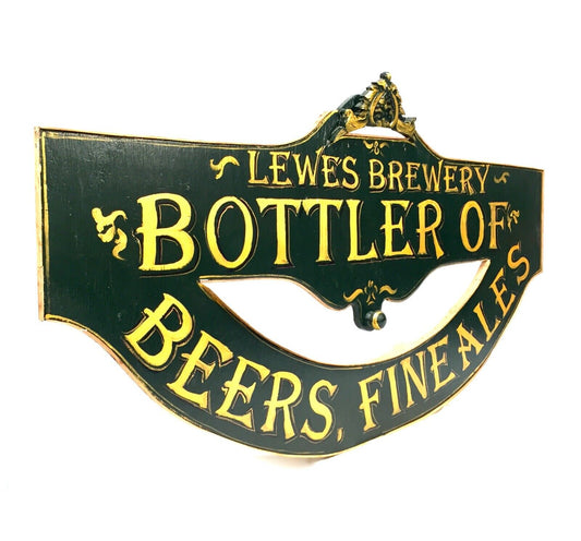 Vintage Advertising Sign for Lewes Brewery Paint on Wooden Board / Large Antique