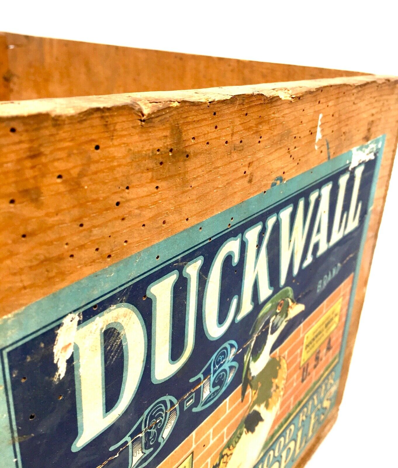 Antique Advertising - Duckwall Brothers Hood River Apples Wooden Fruit Crate Box