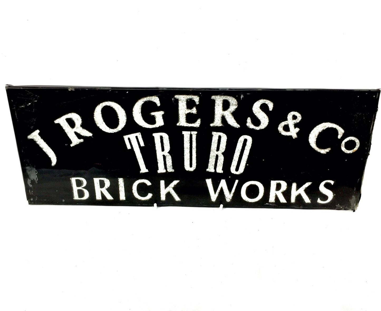 Vintage Glass Window Sign -  Salvaged - J Rogers & Co Brick Works Truro