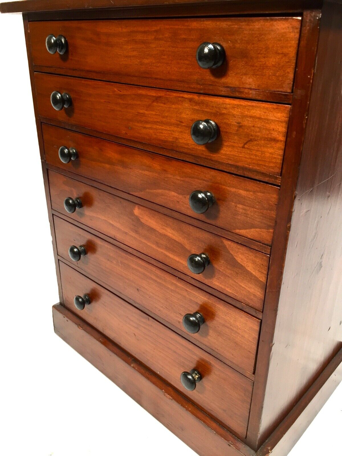 Antique 19th Century Wooden Tabletop Collectors Cabinet Chest of Drawers c.1880