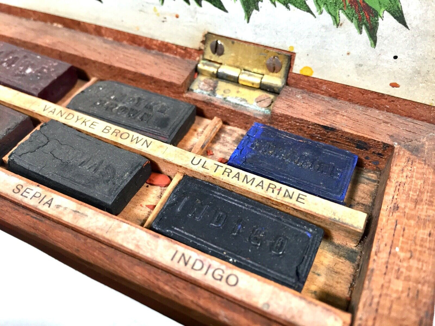 Antique George Rowney & Co Of London Artists Watercolour Paint Block Box c.1870