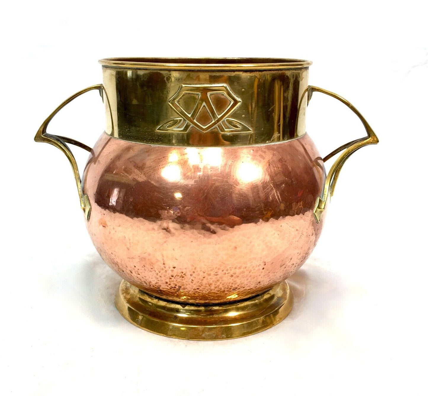 Antique Arts & Crafts Copper & Brass Jardiniere / Plant Pot / Planter c.1900