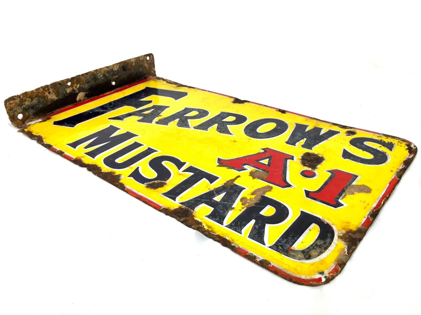 Antique Advertising - Enamel Sign for Farrows A1 Mustard / Double Sides / c.1910