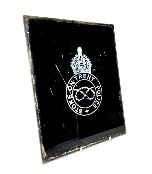 Vintage Glass Window Sign -  Salvaged - Stoke on Trent Police